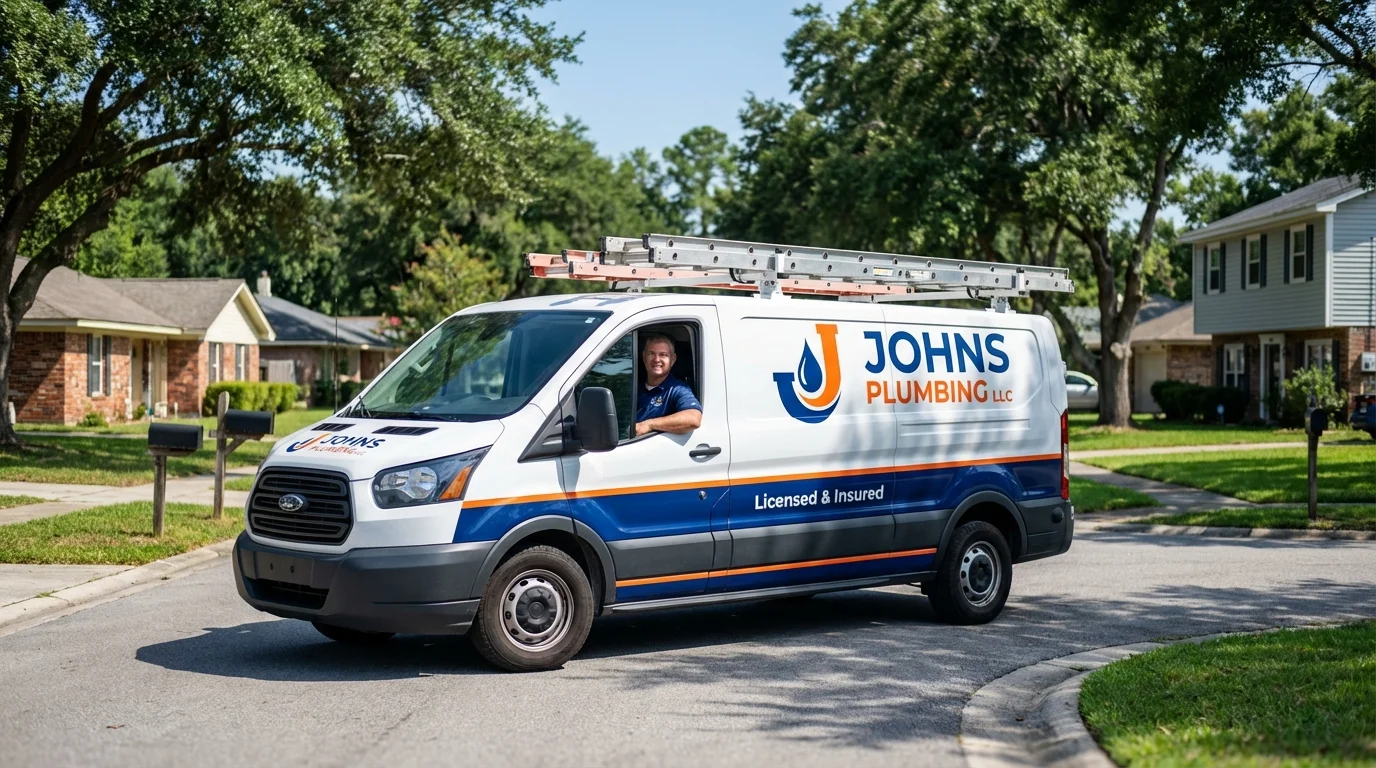 Johns Plumbing LLC service van in Wymore, NE