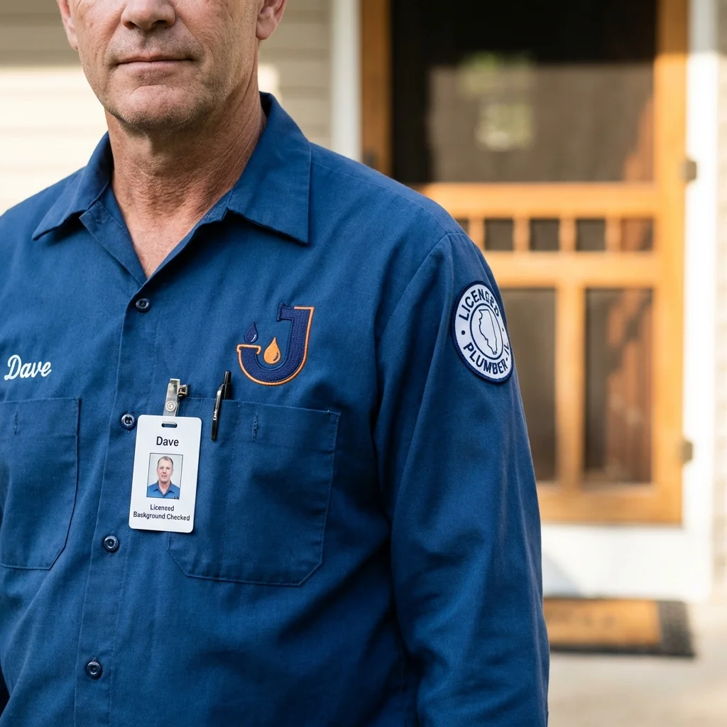 Licensed plumber showing ID badge in Wymore, NE