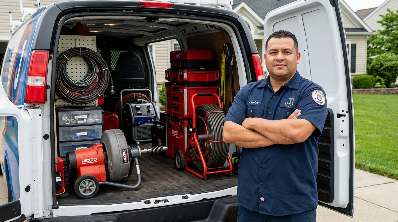 Professional drain cleaning equipment and Johns Plumbing LLC plumber in Wymore