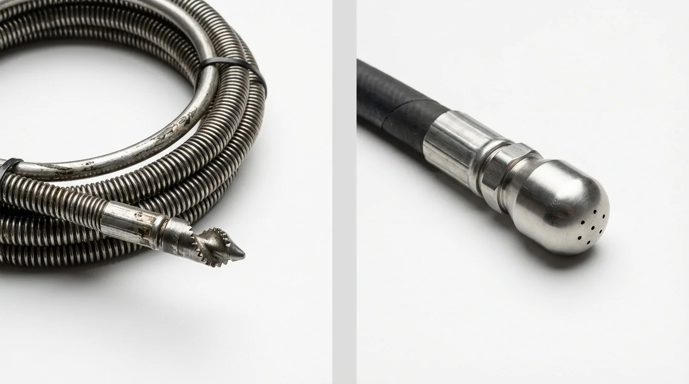 Drain snake cable and hydro jetting nozzle used for drain cleaning in Wymore, NE