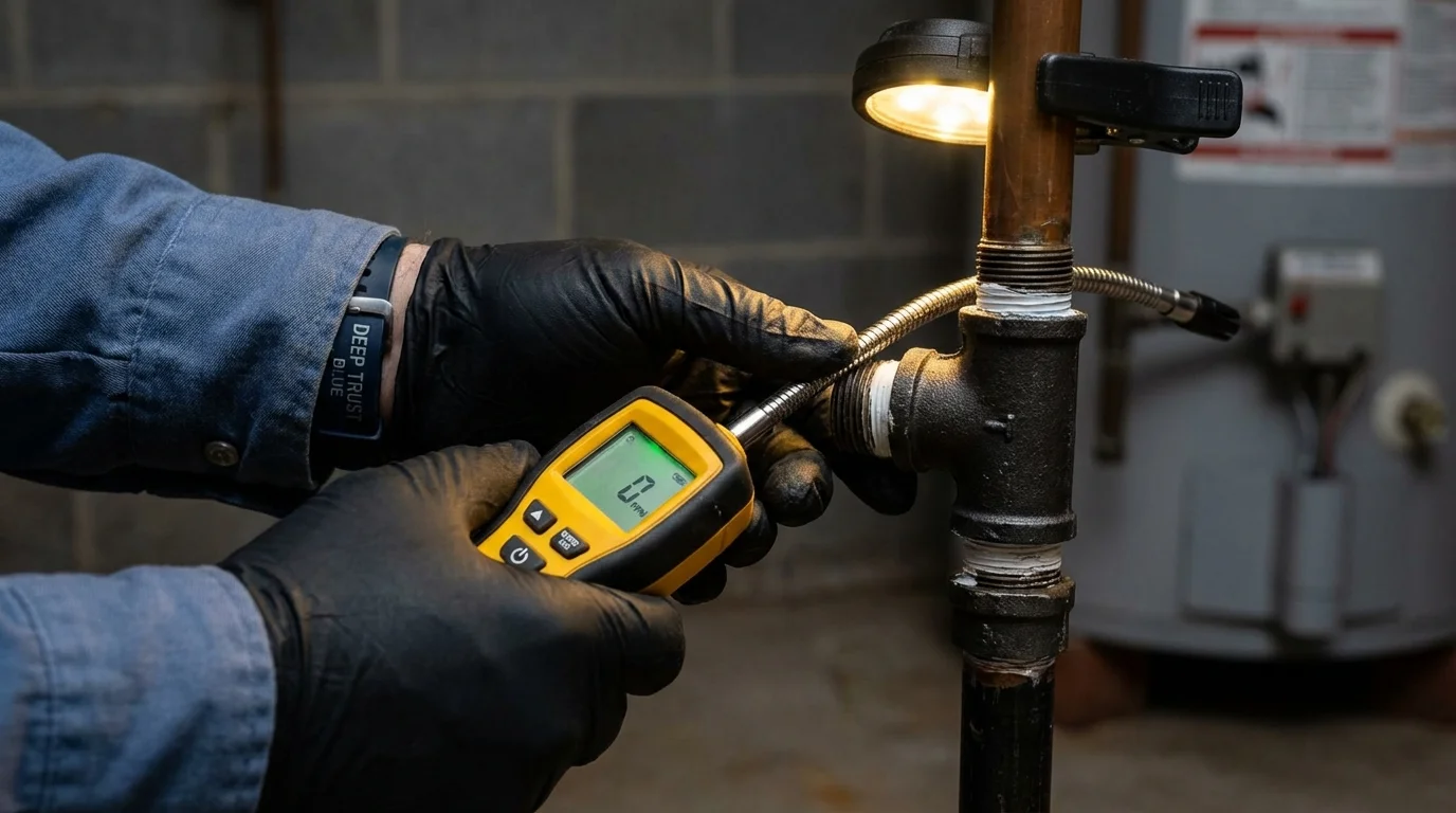 Gas leak detection with electronic sniffer by Johns Plumbing LLC in Wymore