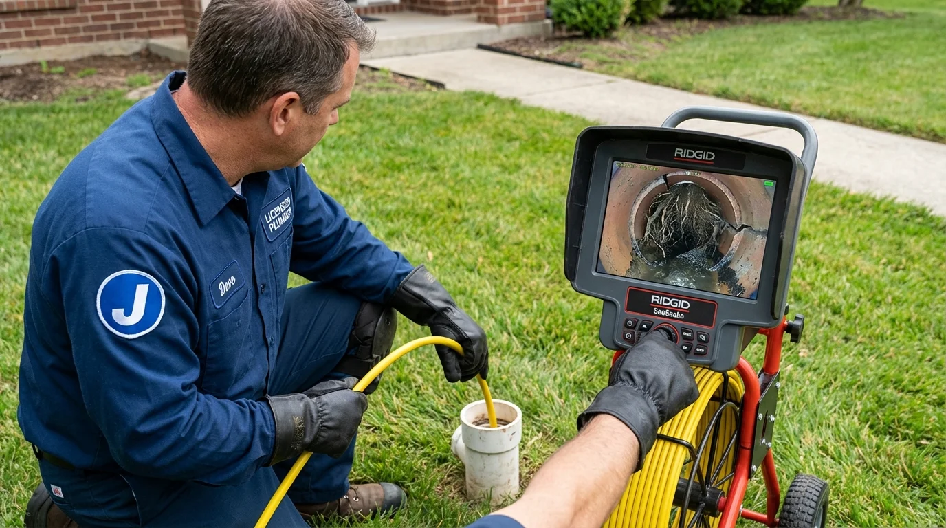 Sewer camera inspection being performed by Johns Plumbing LLC in Wymore